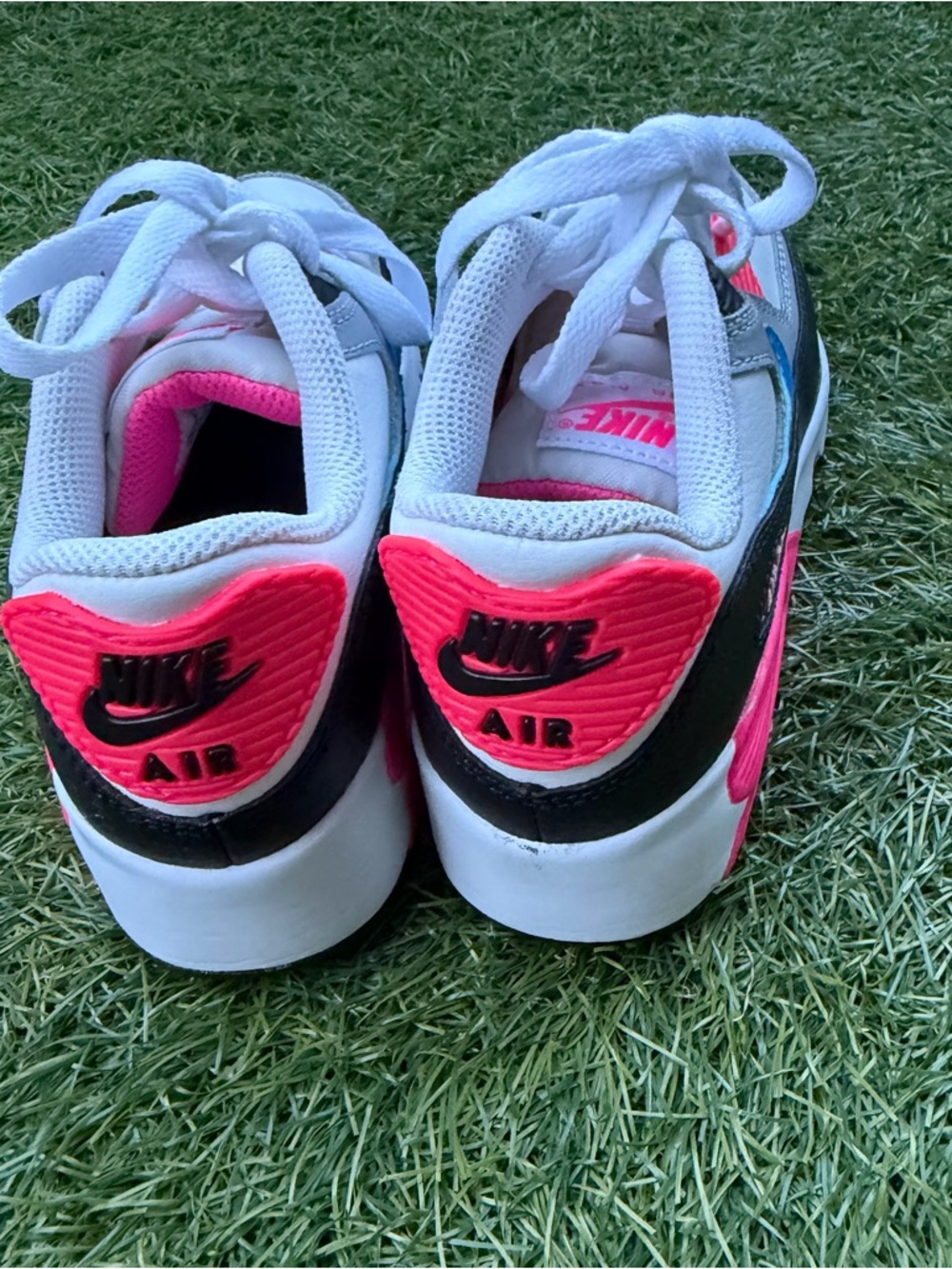 Nike Kids AirMax White Sneakers with Blue and Hot Pink Accents - Picture 5 of 8